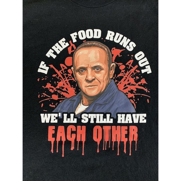 Gildan “if the Food Runs Out” Men's Large T Shirt Hannibal Lecter - Picture 4 of 5